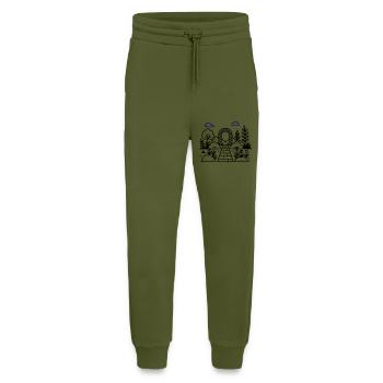 Logo de pépinière de jardin - Pantalon de jogging bio décontracté fabriqué en UE - MOSS GREEN - Devant