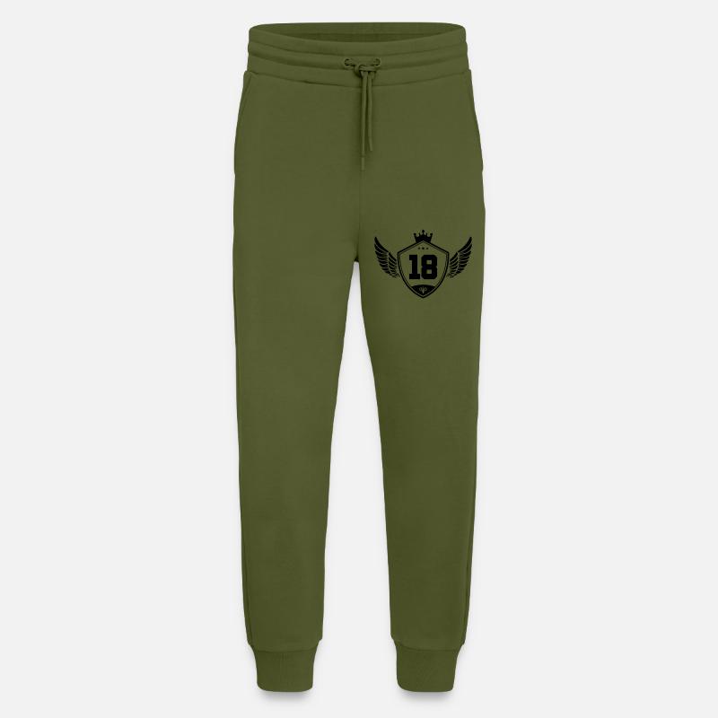 18 wappen krone - Jogginghose - made by SPREAD - MOSS GREEN