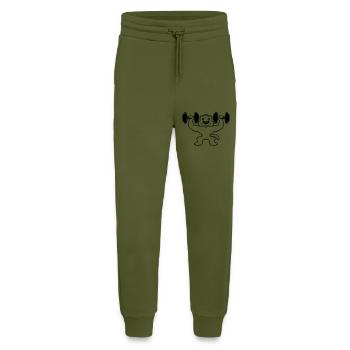 Chien Bodybuilder Muscles forts Gym Haltérophilie - Pantalon de jogging bio décontracté fabriqué en UE - MOSS GREEN - Devant