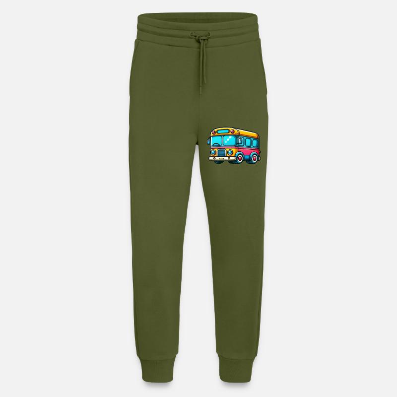 Bande dessinée de bus - Pantalon de jogging bio décontracté fabriqué en UE - MOSS GREEN