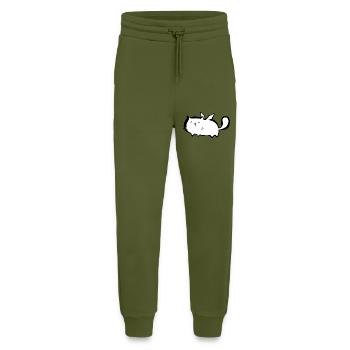 ange chat potelé mignon avec des ailes d'ange enfants - Pantalon de jogging bio décontracté fabriqué en UE - MOSS GREEN - Devant