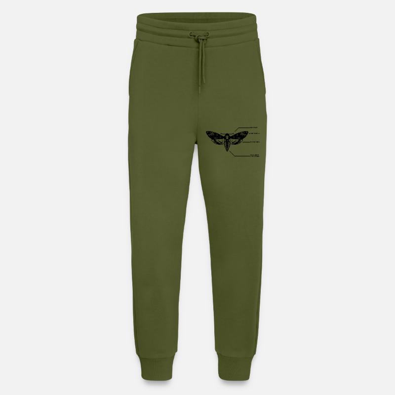 1bit Pixel Crâne Hawkmoth - Pantalon de jogging bio décontracté fabriqué en UE - MOSS GREEN