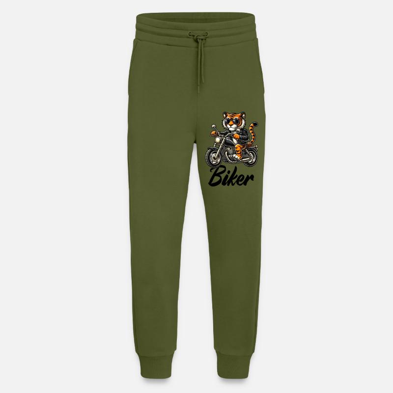 Motorcycle Tiger Comic Biker - Jogging Pants - made by SPREAD  - MOSS GREEN