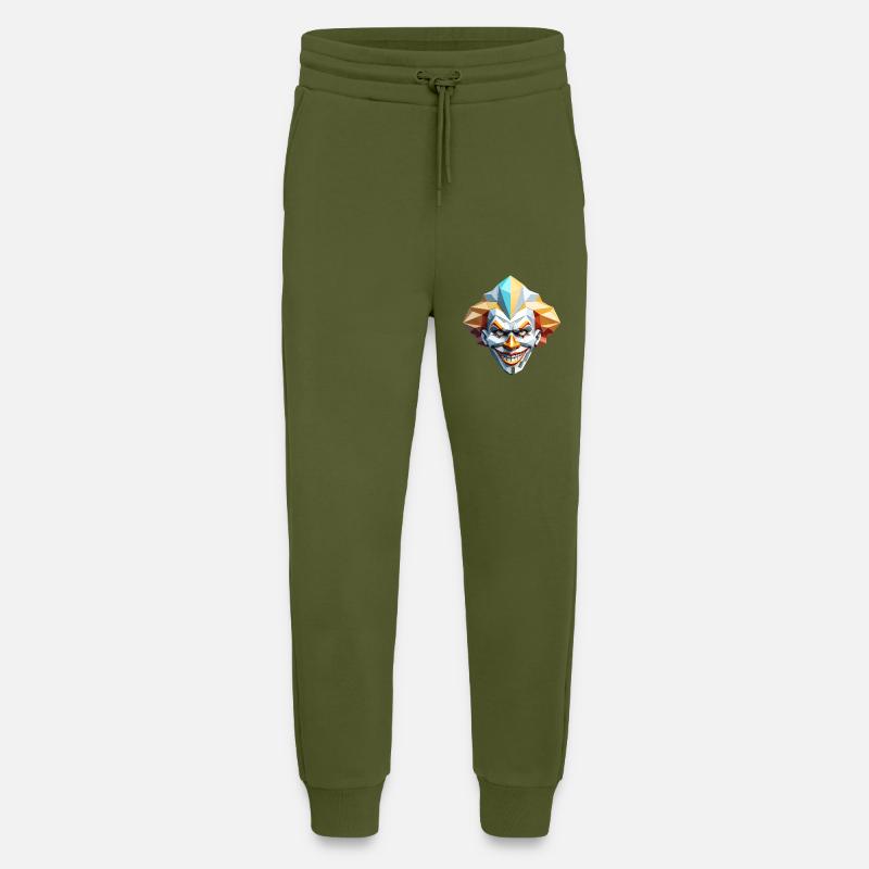 Clown Maske - Low Poly Design - Jogginghose - made by SPREAD - MOSS GREEN