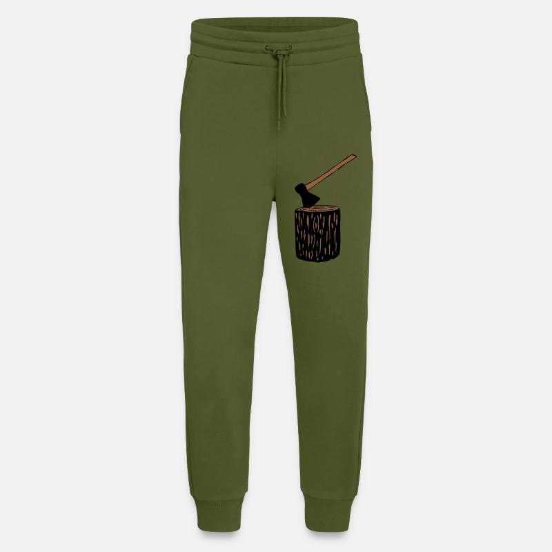 Axt und Baumstamm - Jogginghose - made by SPREAD - MOSS GREEN