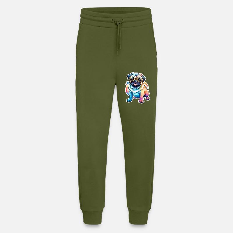 Mops Wasserfarben - Jogginghose - made by SPREAD - MOSS GREEN