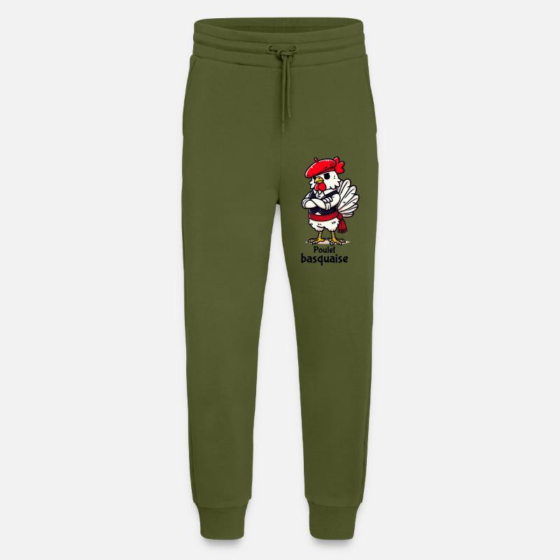 Poulet Basquaise - Dark text - Jogging Pants - made by SPREAD  - MOSS GREEN