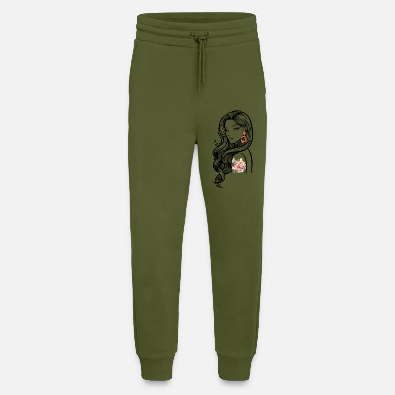 Explodiertes Tattoo Blumendesign - Jogginghose - made by SPREAD - MOSS GREEN
