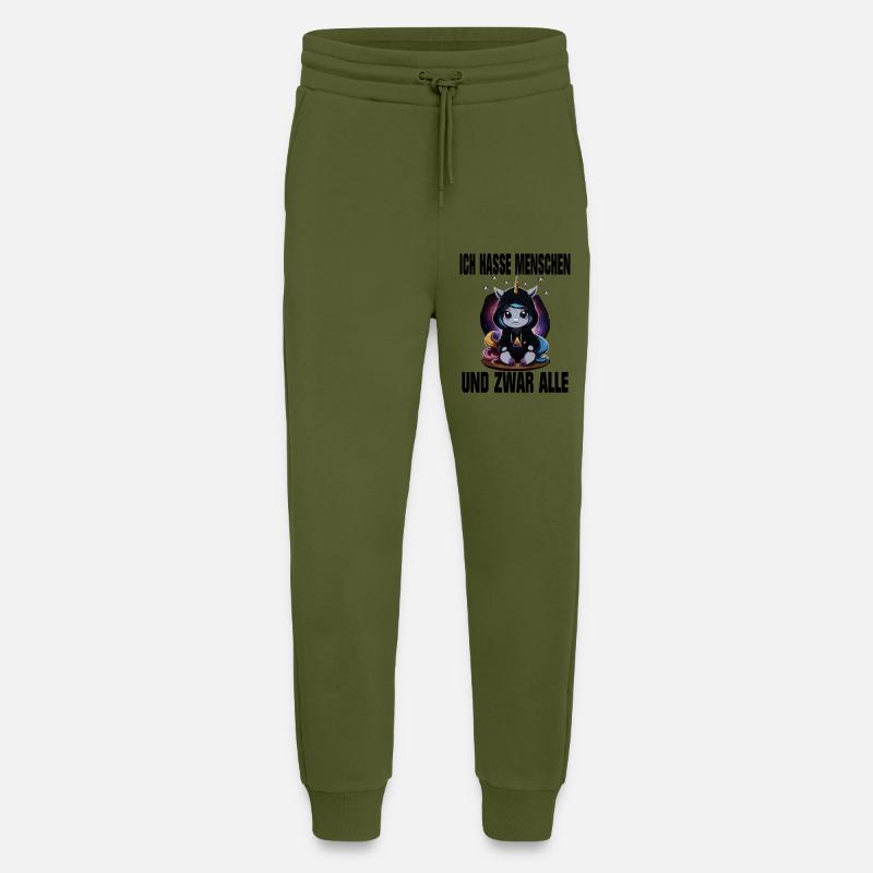Einhorn Ich hasse menschen - Jogginghose - made by SPREAD - MOSS GREEN