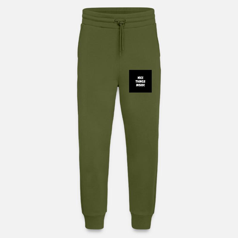 cooler Spruch Geschenk nice things inside - Jogginghose - made by SPREAD - MOSS GREEN
