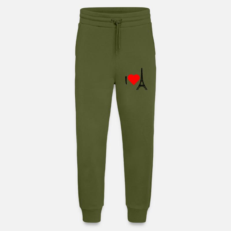 j'adore la Tour Eiffel - Pantalon de jogging bio décontracté fabriqué en UE - MOSS GREEN