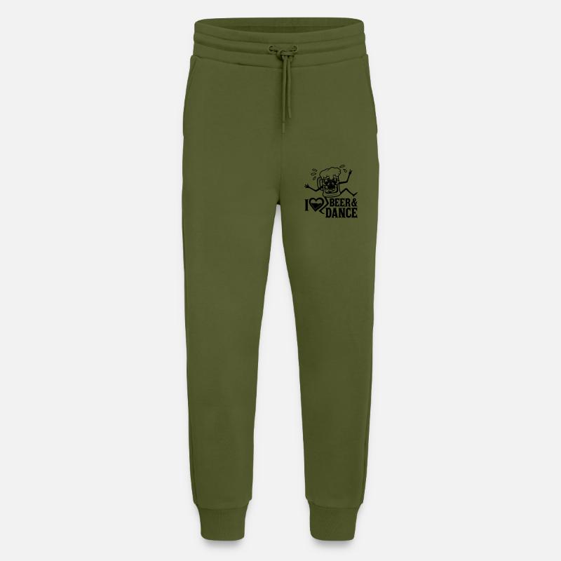 Bière et danse Amour - Pantalon de jogging bio décontracté fabriqué en UE - MOSS GREEN