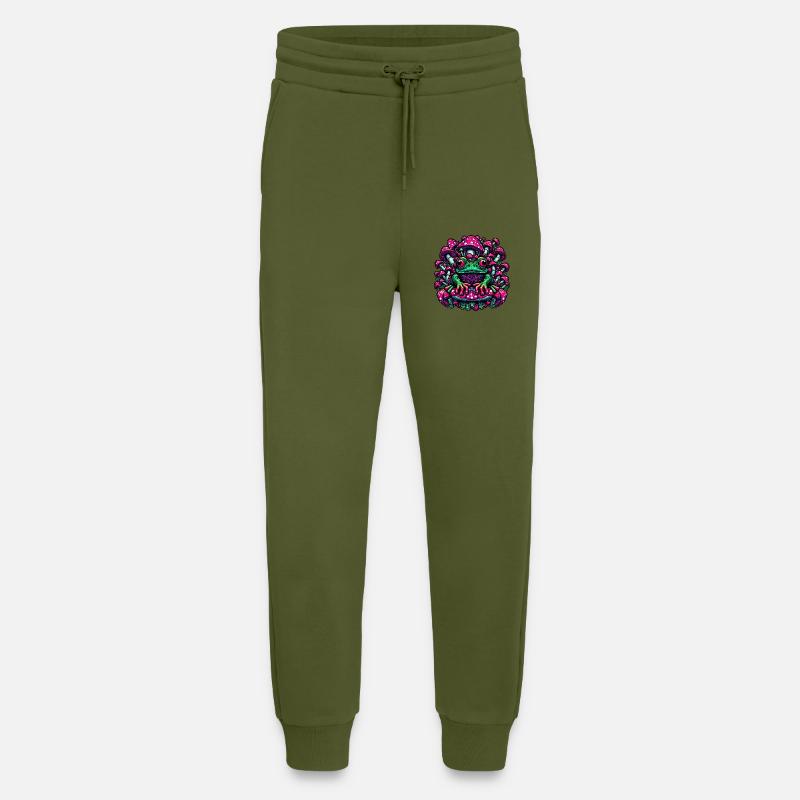 Psychedelischer Frosch mit Pilzen - Jogginghose - made by SPREAD - MOSS GREEN