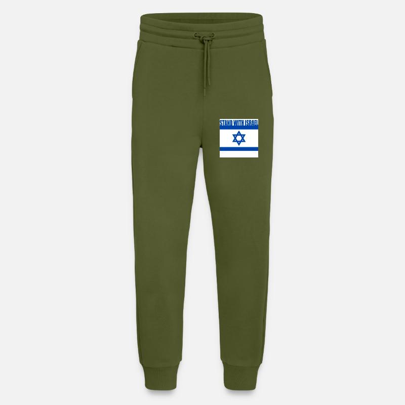 Stand with israel - Pantalon de jogging bio décontracté fabriqué en UE - MOSS GREEN