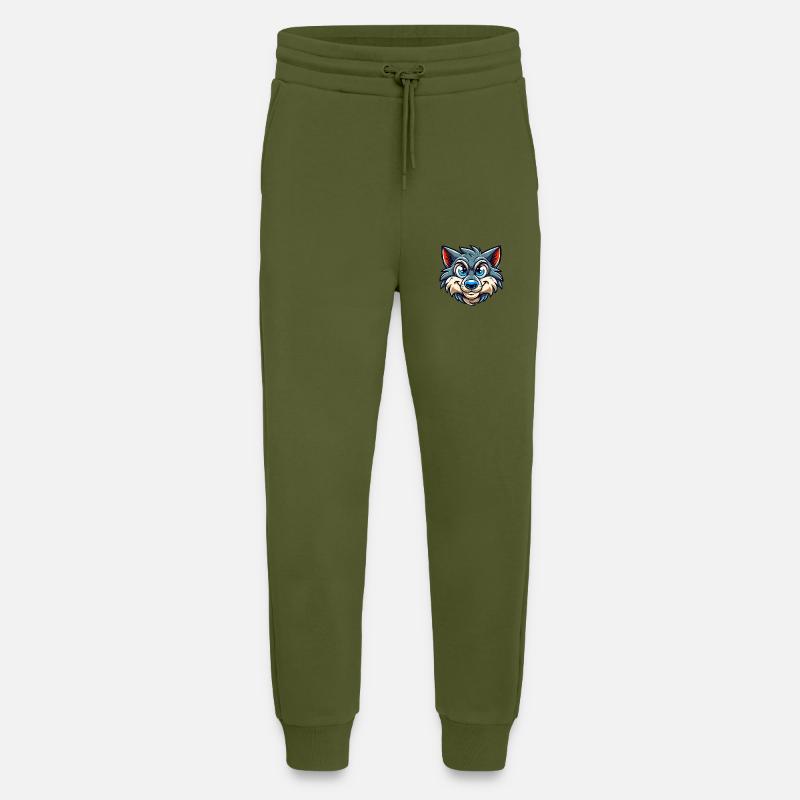 Wolf Comic - Jogging Pants - made by SPREAD - MOSS GREEN