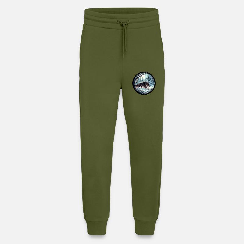 Wolf in snow forest - Jogging Pants - made by SPREAD  - MOSS GREEN