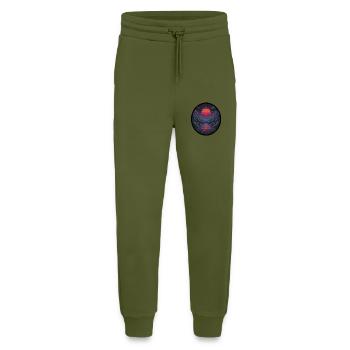 Coucher de soleil pixel sur l’eau - Pantalon de jogging bio décontracté fabriqué en UE - MOSS GREEN - Devant