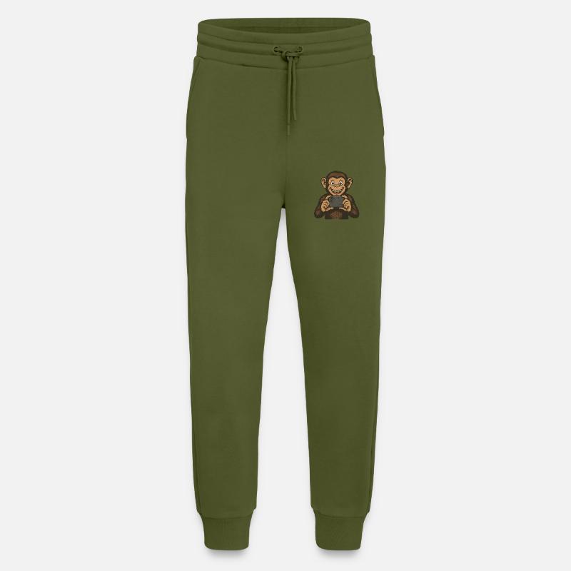 Monkey with smartphone - Jogging Pants - made by SPREAD  - MOSS GREEN