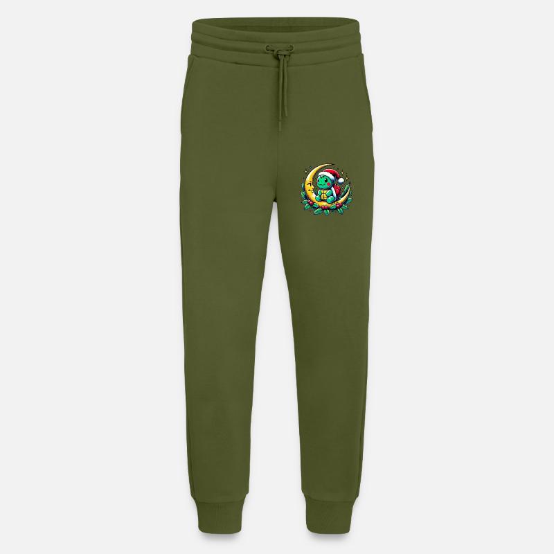 Tortue de Noël - Pantalon de jogging bio décontracté fabriqué en UE - MOSS GREEN
