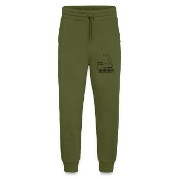 dampflok railroad locomotive toy - Jogging Pants - made by SPREAD  - MOSS GREEN - Front
