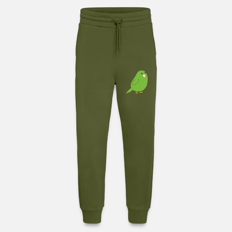 perruche ondulée - Pantalon de jogging bio décontracté fabriqué en UE - MOSS GREEN