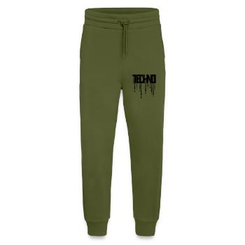 Gouttes de techno graffiti - Pantalon de jogging bio décontracté fabriqué en UE - MOSS GREEN - Devant
