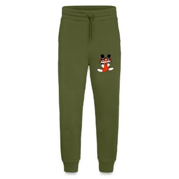 2 Foxes Friends Top Hat Men's Monocle Glasses - Jogging Pants - made by SPREAD  - MOSS GREEN - Front