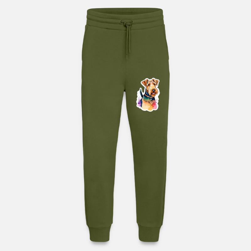 Airedale Terrier Wasserfarben - Jogginghose - made by SPREAD - MOSS GREEN