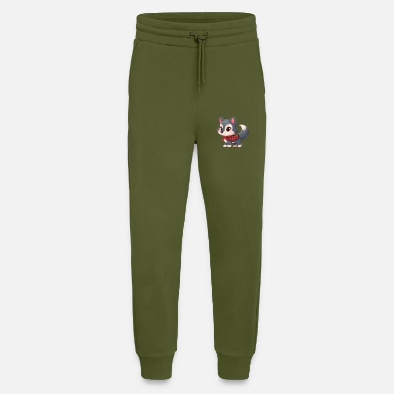wolf 7 - Pantalon de jogging bio décontracté fabriqué en UE - MOSS GREEN
