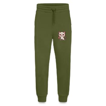 siamois kawaii 2 - Pantalon de jogging bio décontracté fabriqué en UE - MOSS GREEN - Devant