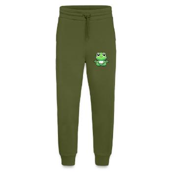 Relaxed frog doing yoga and meditation - Jogging Pants - made by SPREAD  - MOSS GREEN - Front