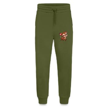 Petit Faon mignon - Pantalon de jogging bio décontracté fabriqué en UE - MOSS GREEN - Devant