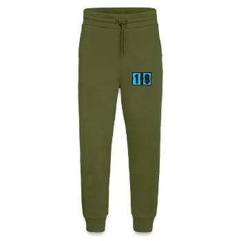 18 YEARS. 18th ANNIVERSARY. BIRTHDAY 18 YEARS. 18 - Jogging Pants - made by SPREAD  - MOSS GREEN - Front