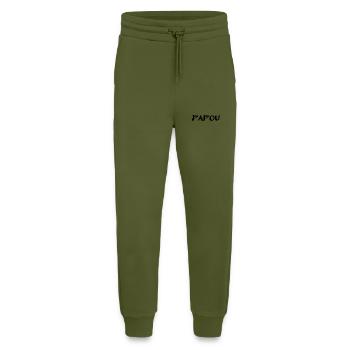 PAPOU. PAPA. FÊTE DES PÈRES. BONNE FÊTE PAPA. FÊTE - Pantalon de jogging bio décontracté fabriqué en UE - MOSS GREEN - Devant