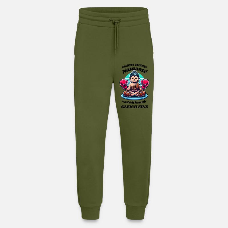 Somewhere between 'Namasté' - Jogging Pants - made by SPREAD  - MOSS GREEN