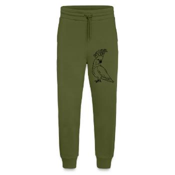 Kakadu Portrait Vogel Zeichnung - Jogginghose - made by SPREAD - MOSS GREEN - Vorne