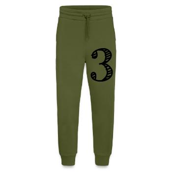3 YEARS. 3rd ANNIVERSARY. BIRTHDAY 3 YEARS. 3 - Jogging Pants - made by SPREAD  - MOSS GREEN - Front