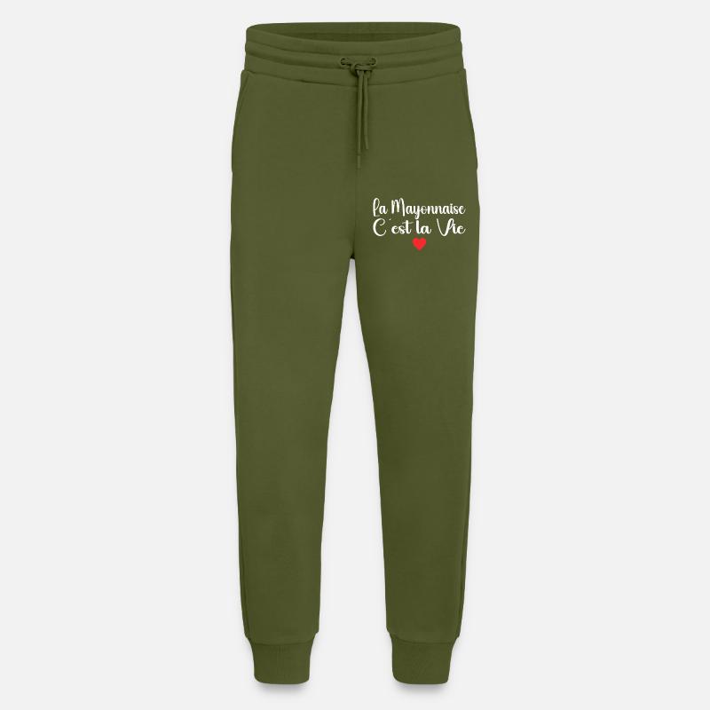 La Mayonnaise C'est La Vie - Pantalon de jogging bio décontracté fabriqué en UE - MOSS GREEN