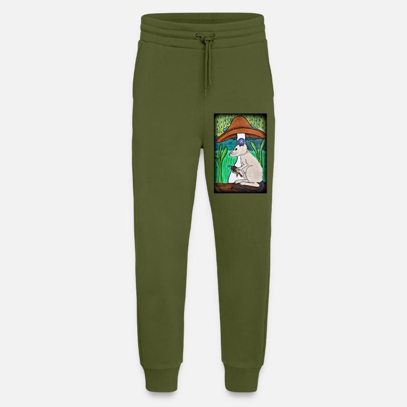 Maus mit Bienchen im Regen - Jogginghose - made by SPREAD - MOSS GREEN