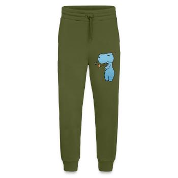 Hippopotamus Flower - Jogging Pants - made by SPREAD  - MOSS GREEN - Front