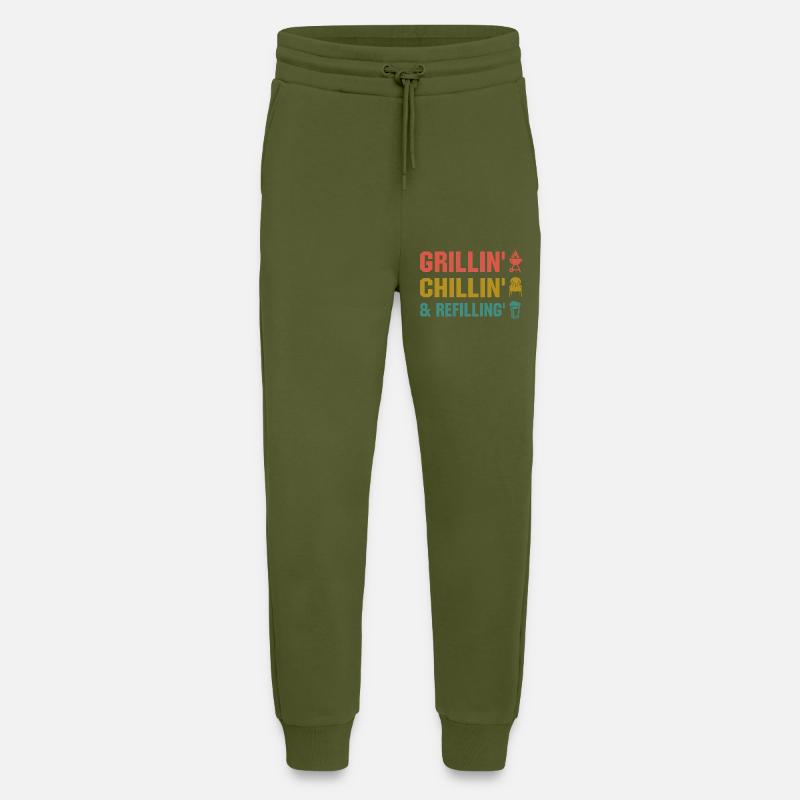 Grillin Chillin Refilling- Grill Gift - Jogging Pants - made by SPREAD  - MOSS GREEN
