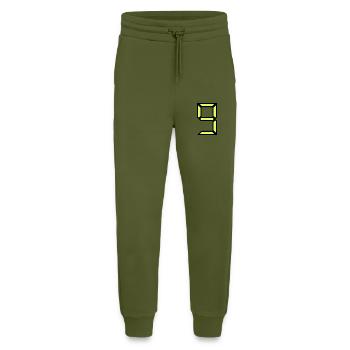 9 ANS. 9e ANNIVERSAIRE. ANNIVERSAIRE 9 ANS. 9 - Pantalon de jogging bio décontracté fabriqué en UE - MOSS GREEN - Devant