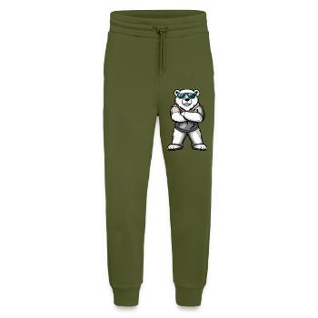 Polar Bear Comic - Jogging Pants - made by SPREAD  - MOSS GREEN - Front