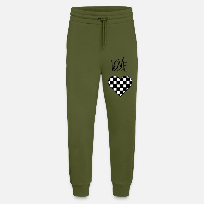 Stilvolles Herz Karo Look - Jogginghose - made by SPREAD - MOSS GREEN