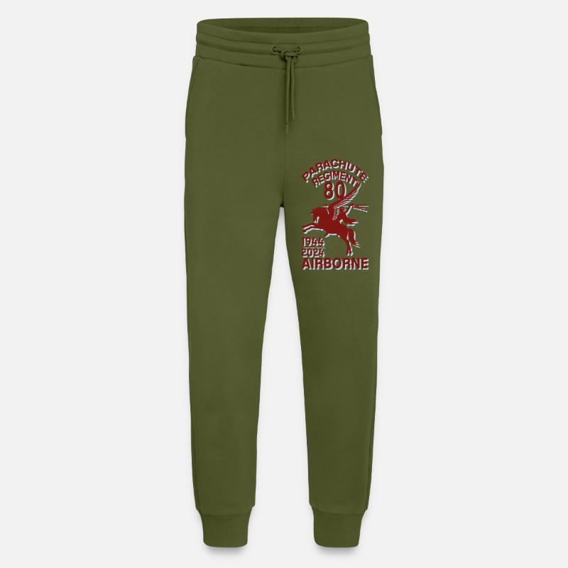 Pegasus Arnhem Oosterbeek Parachute Regiment 80th - Pantalon de jogging bio décontracté fabriqué en UE - MOSS GREEN