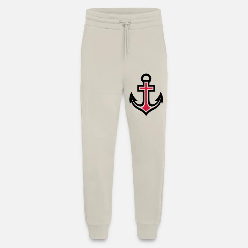 Icône de croix d’ancre - Pantalon de jogging bio décontracté fabriqué en UE - WARM CLAY