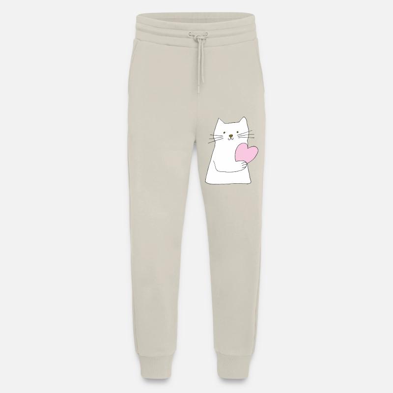 katze weiss mit herz - Jogginghose - made by SPREAD - WARM CLAY