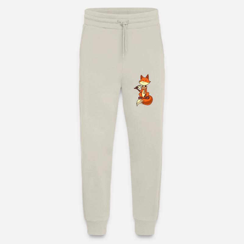 Fox drinks coffee - coffee drinker - Jogging Pants - made by SPREAD  - WARM CLAY