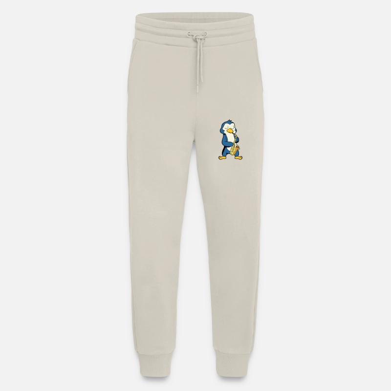 Comic Penguin joue du saxophone - Pantalon de jogging bio décontracté fabriqué en UE - WARM CLAY