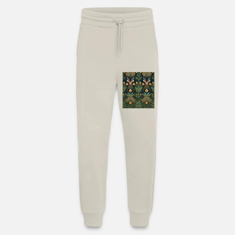 Symmetrisches Muster mit Reh und Blumen - Jogginghose - made by SPREAD - WARM CLAY